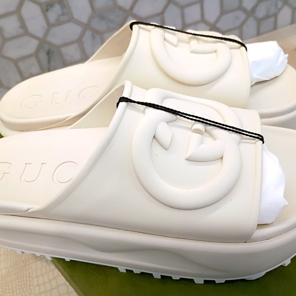 Gucci Interlocking G Sandal Off-White Platform Slide 692845 JF000 9110 S… - Picture 7 of 16